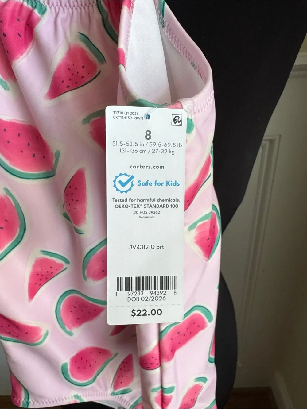 Carter's Pink Watermelon Halter One-Piece Swimsuit
